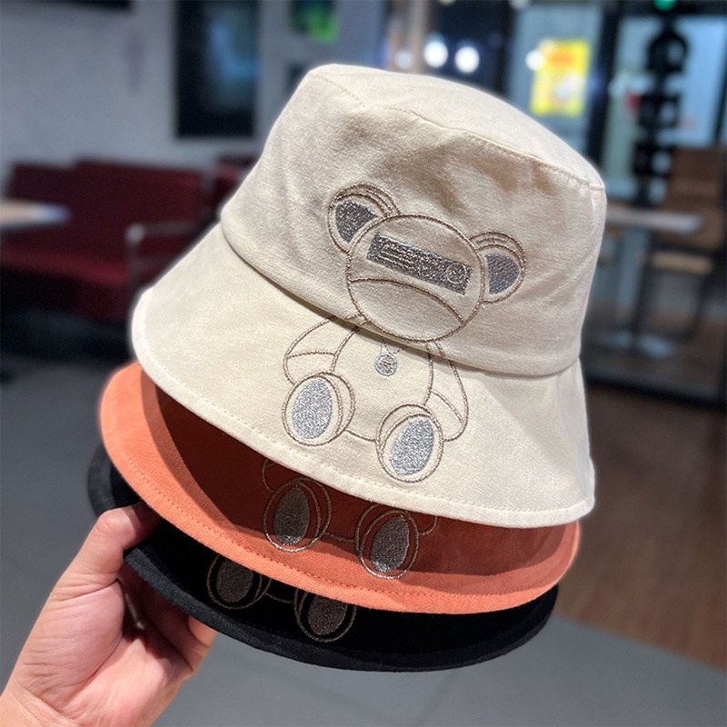 Nón Tai Bèo Thêu Họa Tiết Gấu Hoạt Hình Dễ Thương Thời Trang Cắm Trại / Leo Núi