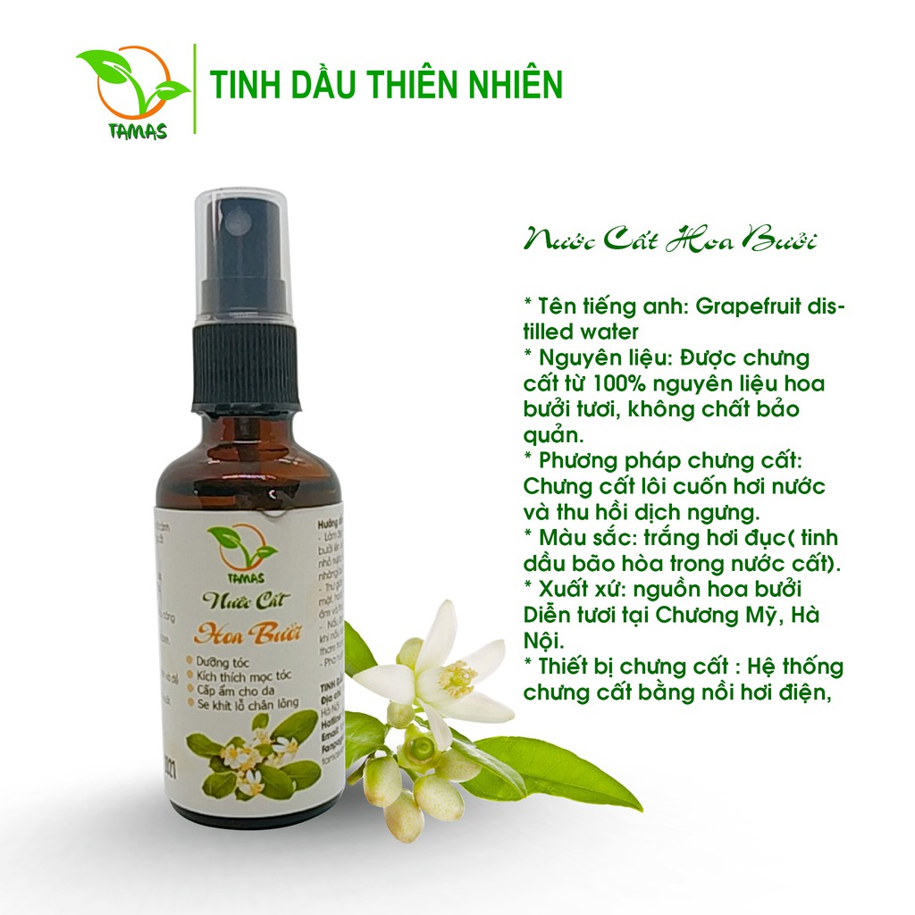 Nước cất hoa Bưởi TAMAS 50ml, dưỡng tóc, kích thích mọc tóc, kích thích mọc tóc, chăm sóc da, làm mịn và sáng da.