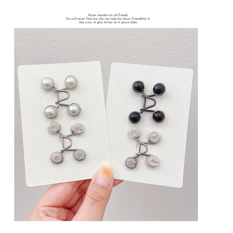 Nút cài eo quần tàng hình không cần đục lỗ có thể điều chỉnh và tháo rời kiểu Hàn Quốc thời trang