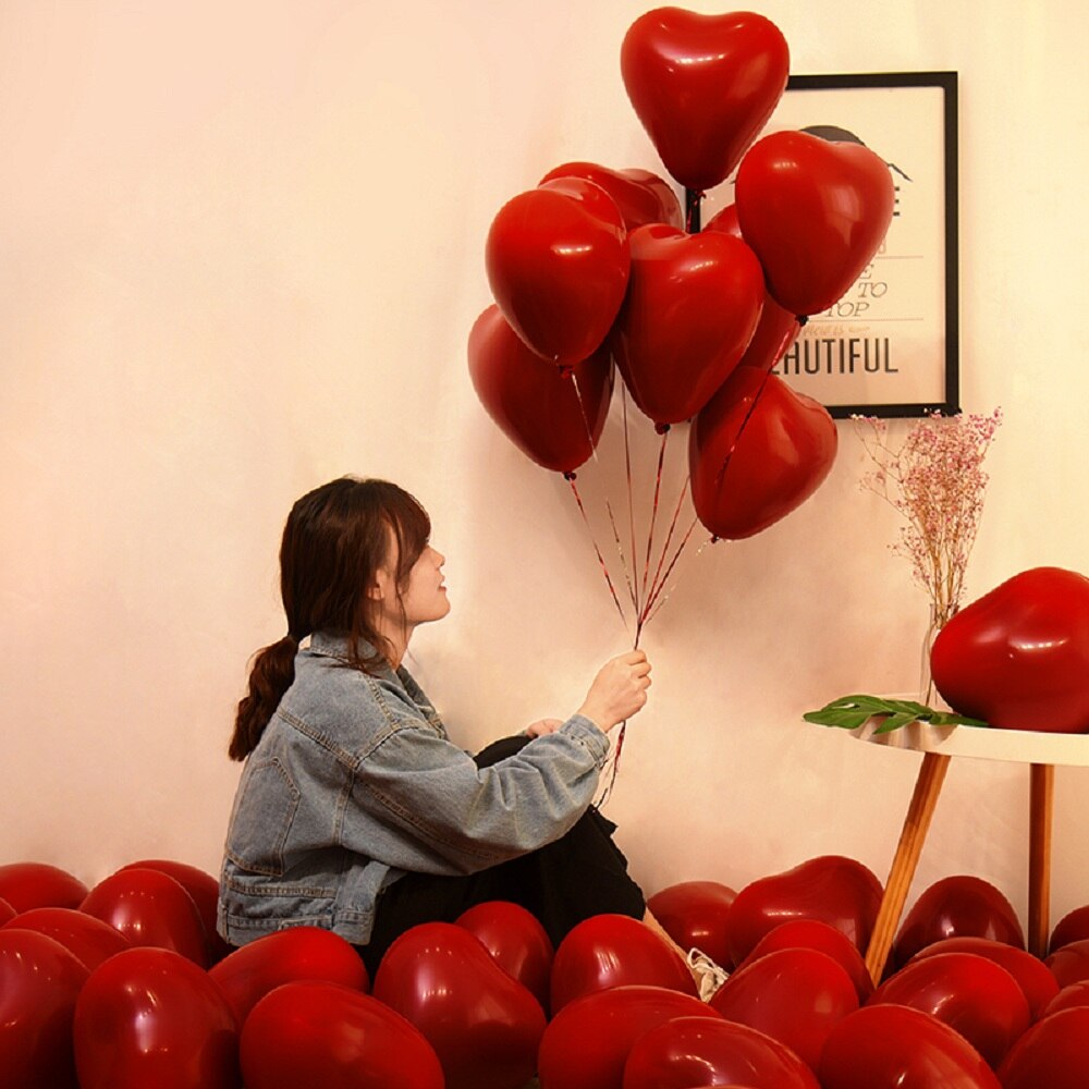 10Pcs Thickened Double Layer Red Heart Balloons Wedding Party Decoration