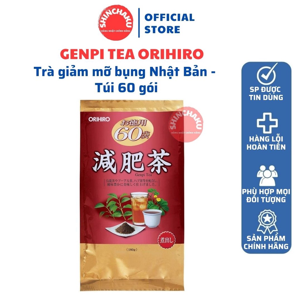 Trà giảm mỡ bụng Orihiro Genpi Tea Nhật Bản - Túi 60 gói