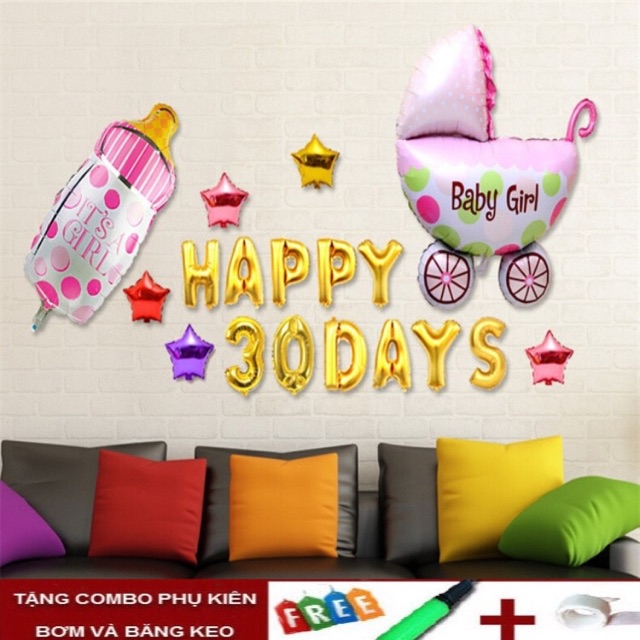 Set trang trí đầy tháng cho bé gái dễ thương