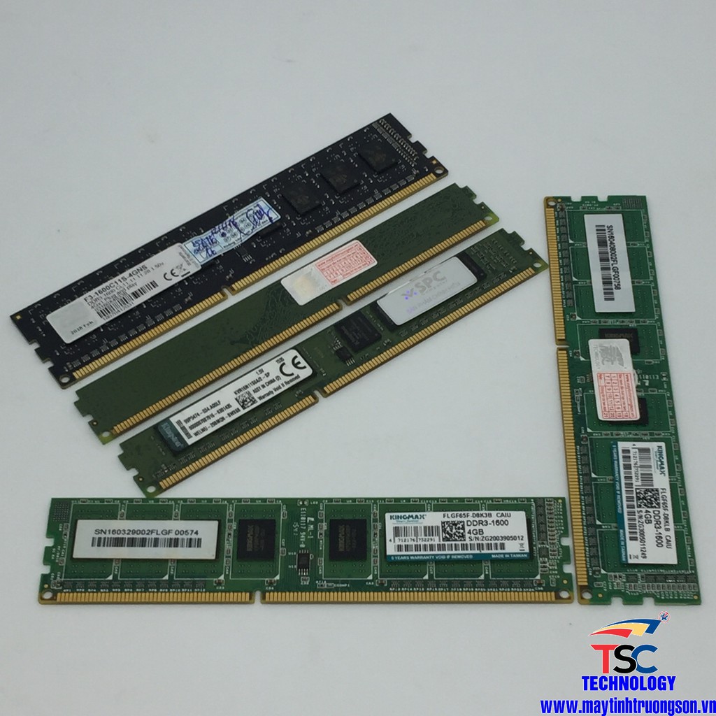 Ram PC DDR3 KINGSTON KINGMAX GSKILL 4GB Bus 1600 (Đã qua sử dụng còn mới 99%)