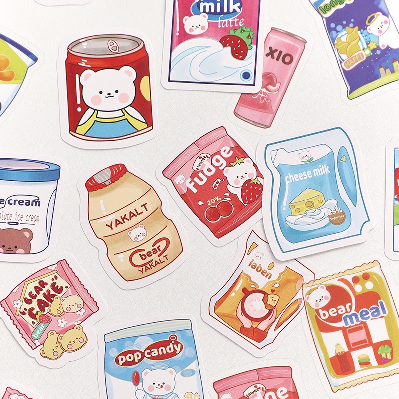 Set 40 miếng dán trang trí tập ảnh in hình gấu dễ thương DIY