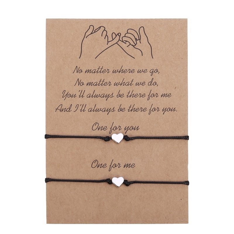 Vòng Tay Dây Bện Mặt Hình Trái Tim Cho Cặp Đôi