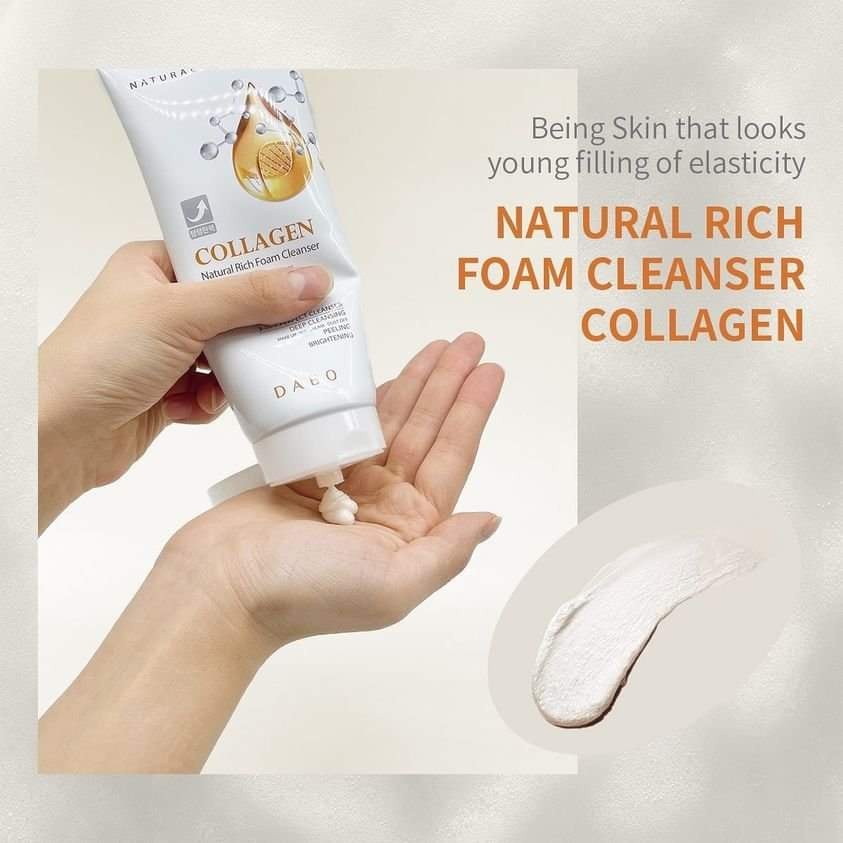 Sữa rửa mặt Collagen trắng da chống lão hoá Hàn Quốc Dabo Natural Rich Foam Cleanser 180 ml