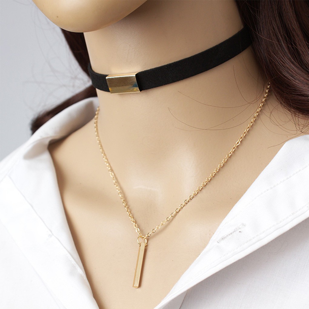 Choker thiết kế nhung phối dây hợp kim cực cá tính