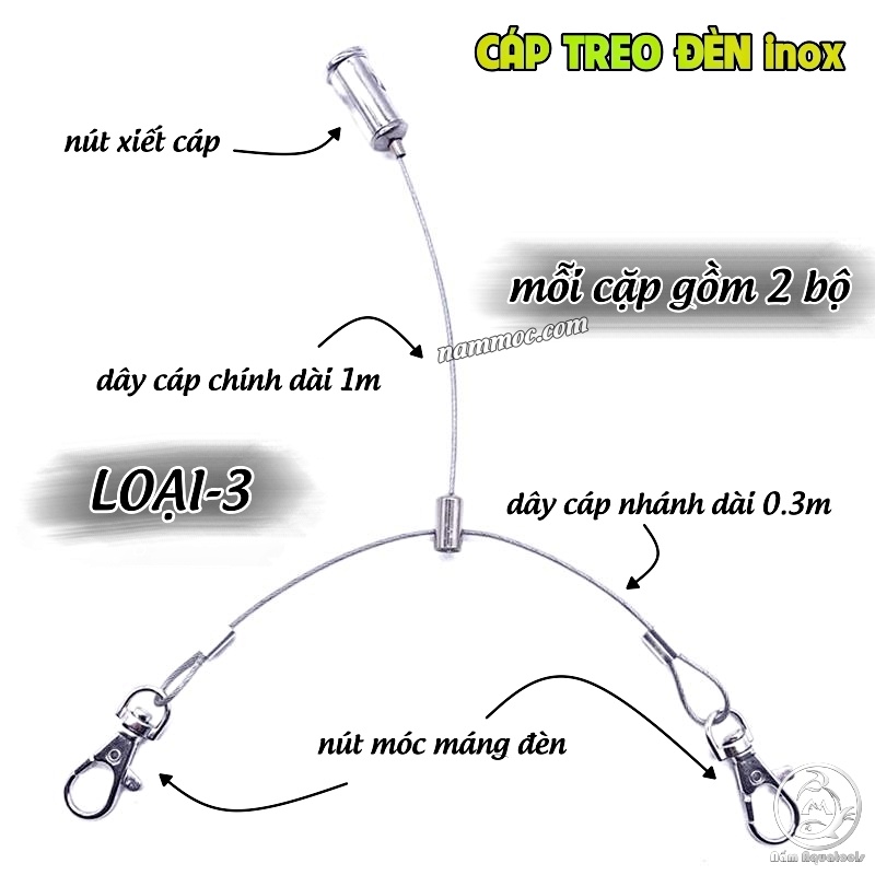Bộ Cáp Treo Đèn LED  || Cáp Treo Đèn Thuỷ Sinh, Đèn Máng Dân Dụng, Đèn Công Trình
