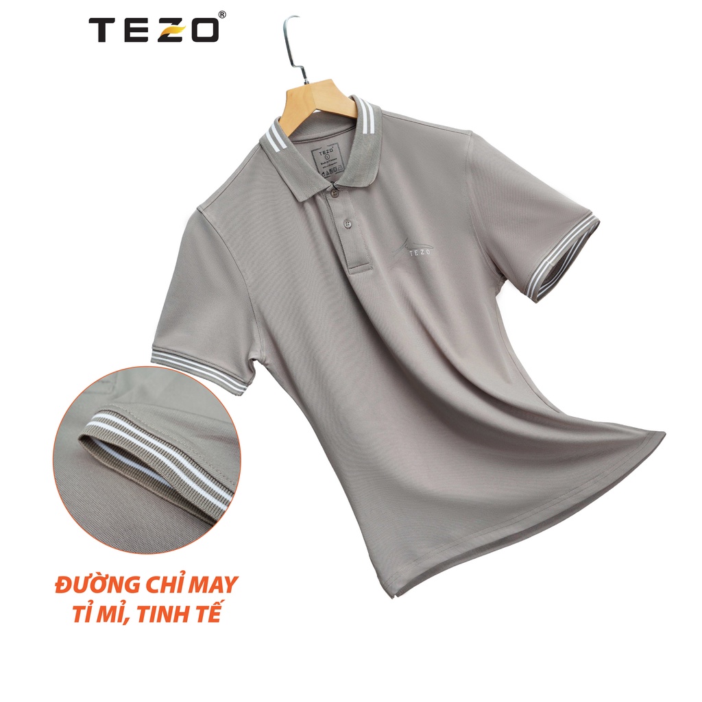 Áo polo nam in ngực M TEZO năng động trẻ trung 2202APDT16