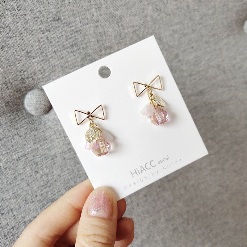 Bông Tai Nữ Hợp Kim Cao Cấp ERASHOP 073789 - Đá Hồng Tiểu Thư, Xinh Xắn Phù Hợp Đi Tiệc, Đi Chơi, Siêu Rẻ Đẹp