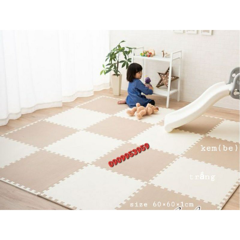 thảm xốp lót sàn nâu, kem, trắng ,xám, đen size 60x60