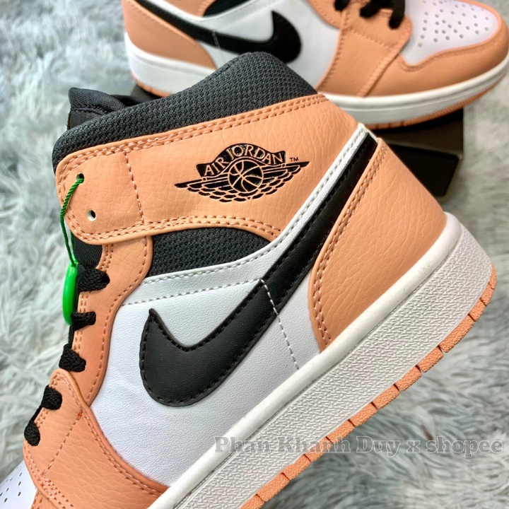 [ Pkdsneaker ] Giày sneaker Jordan mid hồng đen trắng gs pink quartz cổ cao dành cho nữ