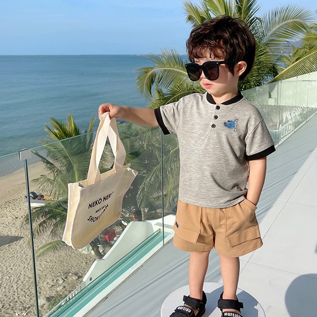 Áo polo cộc tay cổ bomber cho bé trai bé gái Magickids áo phông có cổ trẻ em thêu hoạt hình chất cá sấu AO22029