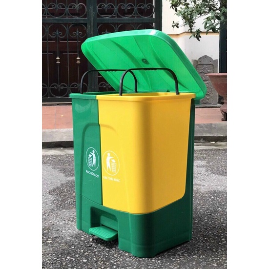 Thùng rác 2 ngăn 40L phân loại rác thông minh Việt Nhật NO 8020