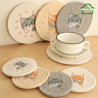 Tấm Lót Bàn Ăn Hình Tròn Bằng Cotton Cách Nhiệt Có Thể Tái Sử Dụng Tiện Lợi Cho Nhà Bếp/ Gia Đình