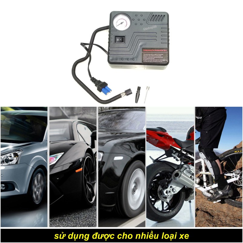 Máy bơm hơi mini sử dụng nguồn kích bình EC5 dùng cho ô tô, xe máy B120KB
