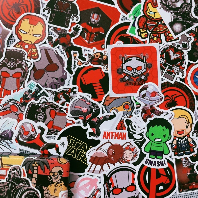 Bộ 100 sticker hình ảnh siêu anh hùng avenger  dùng để trang trí điện thoại di động/ván trượt/vali không để lại dấu keo