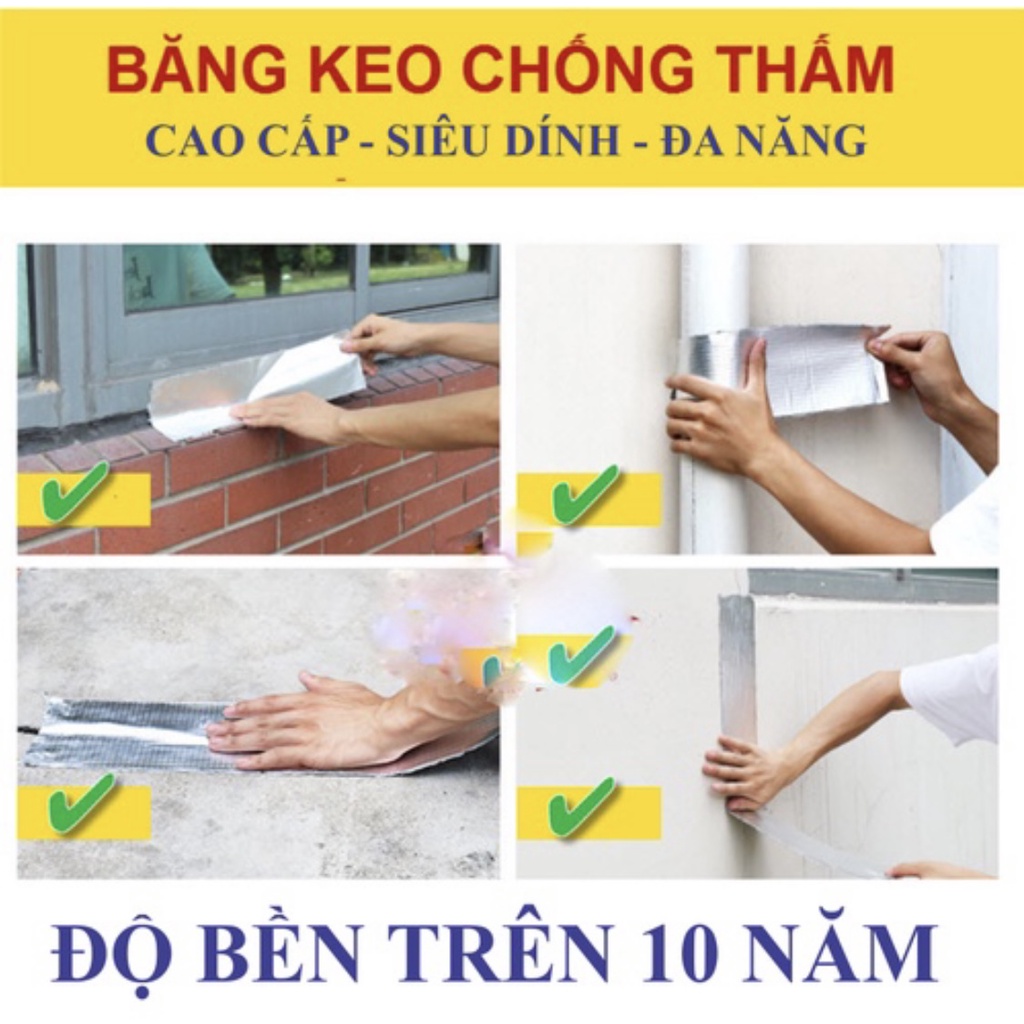 Băng keo dán siêu chống thấm x2000 Nhật Bản, khổ 5cm-10cm dài 5m, chống dột trên mọi bề mặt, cách nhiệt, keo dán đa năng