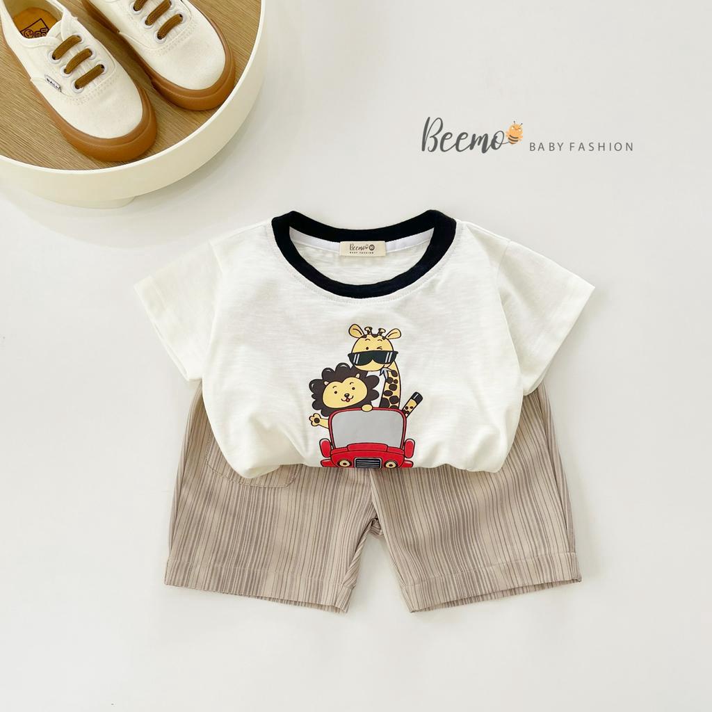 Bộ quần áo Sư Tử lái ô tô cho bé Beemo,Chất liệu áo cotton,quần thô mềm mại co giãn nhẹ nhàng,in hình thú dễ thương B330