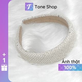 Băng đô cài tóc bản to trơn màu thương hiệu Tone Shop - Bờm tóc xược tóc trắng và đen