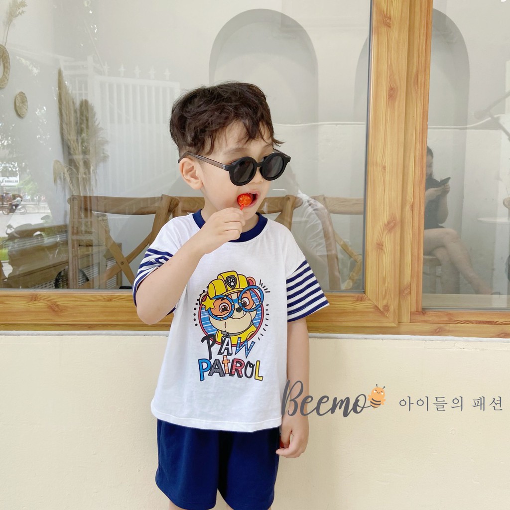 Bộ quần áo cộc tay cho bé trai in hình chó cứu hộ Rubble BEEMO, chất liệu cotton co dãn B072