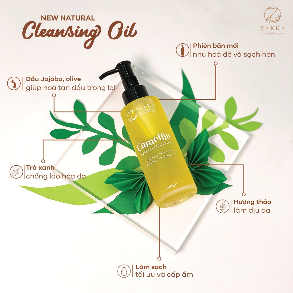 Dầu Tẩy Trang Zakka Naturals Làm Sạch Sâu, Dưỡng Ẩm, Chống Lão Hóa Camellia Deep Cleansing Oil 100g | BigBuy360 - bigbuy360.vn