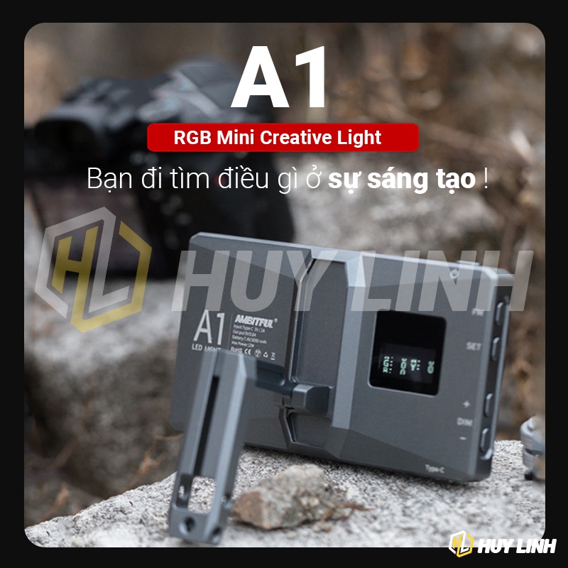 Đèn Led RGB Fill Light Ambitful A1 2500k-8500k Pin 3000 Mah - Control qua App Dimming