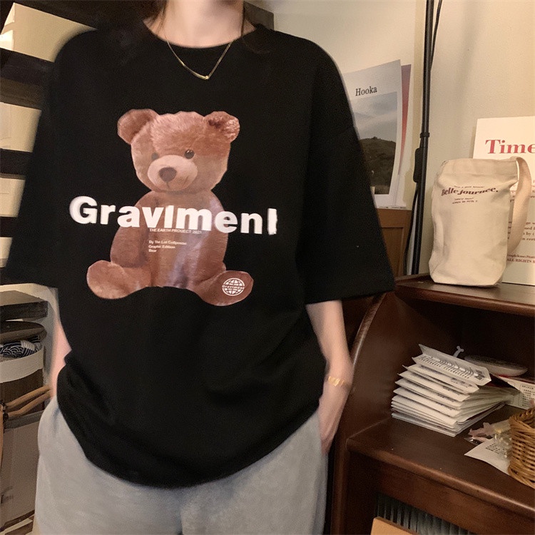 NRVP Áo Thun Nữ Ngắn Tay In Chữ Phong Cách Hàn Quốc