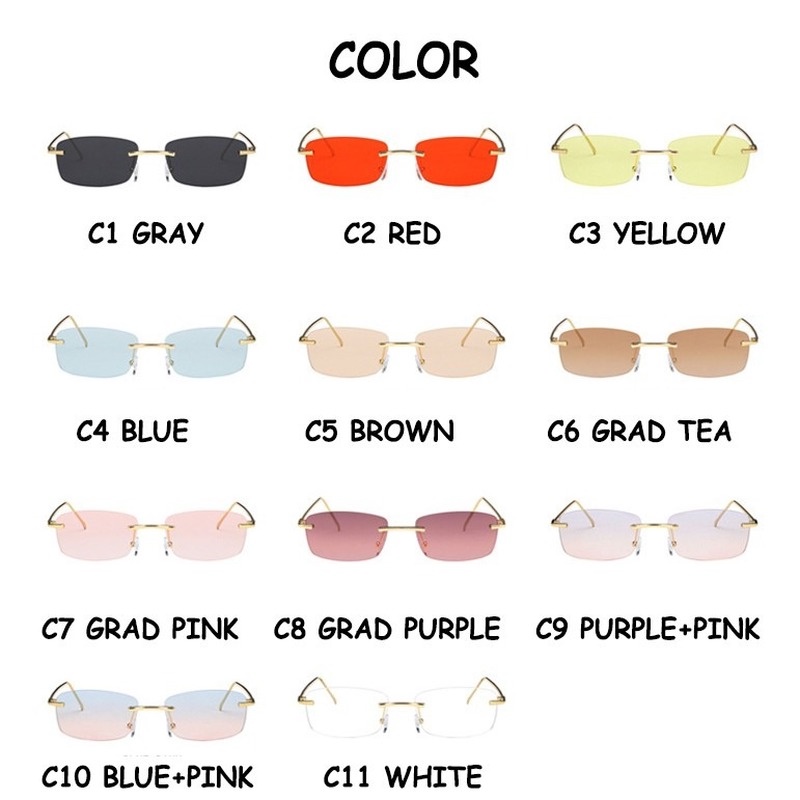 Kính Mát Gọng Vuông Kim Loại Không Viền Phong Cách Hàn Quốc Thời Trang Unisex