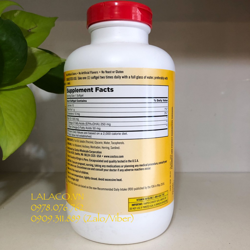 Viên uống dầu cá Omega 3 Fish Oil 1000mg Kirkland | BigBuy360 - bigbuy360.vn