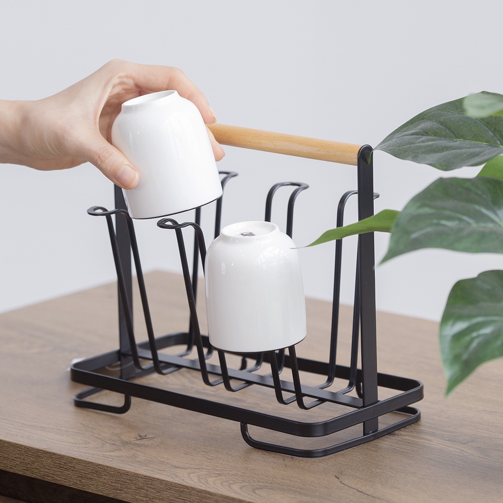 Khay úp cốc | JYSK Mala | sắt sơn tĩnh điện | đen | D24xR13xC21cm