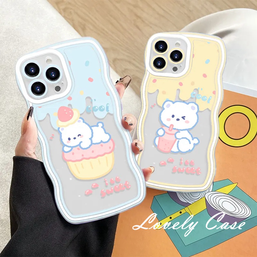 Ốp Điện Thoại Mềm Trong Suốt In Hình Gấu Và Trà Sữa Cho iPhone 14 13 12 11 Pro Max X XR Xs Max 8 7 6 6s Plus SE 2020