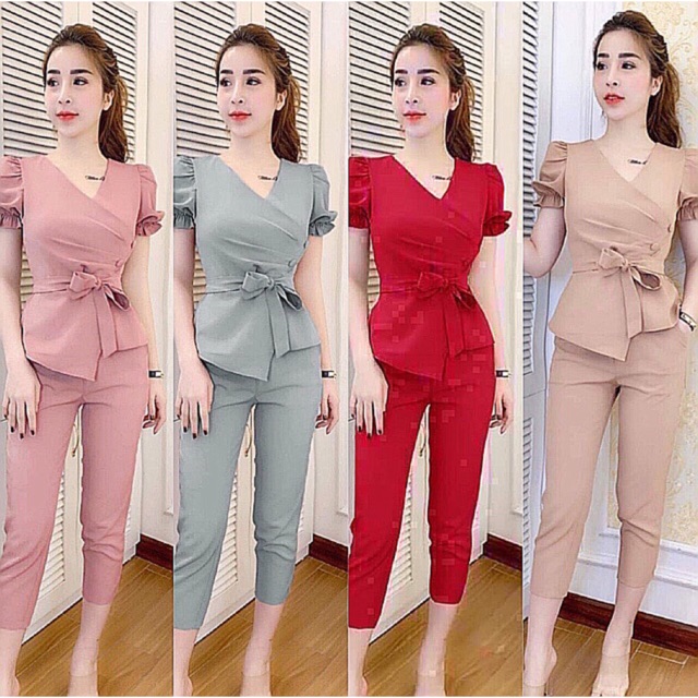 SET BỘ ÁO TAY PHỒNG CỘT EO QUẦN DÀI GIÁ RẺ KÈM ẢNH THẬT
