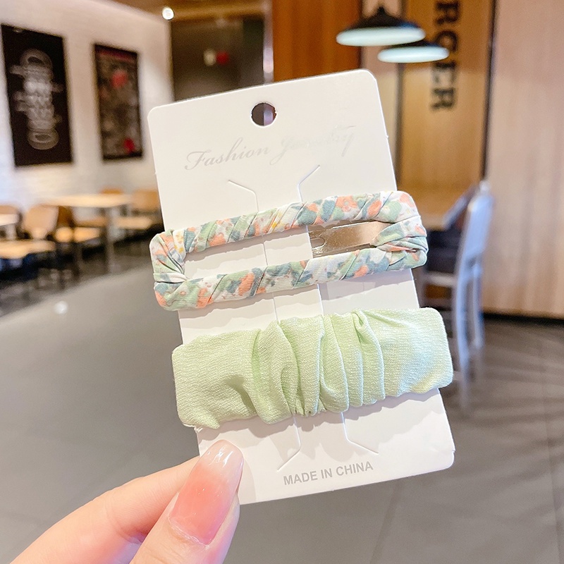 Set Kẹp Tóc Vải Hình Vuông Họa Tiết Hoa Ngọt Ngào Dễ Thương