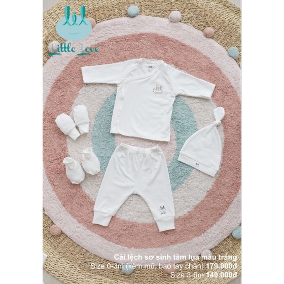 Lil little love - Bộ dài tay cài chéo tăm lụa cho bé 3-7kg