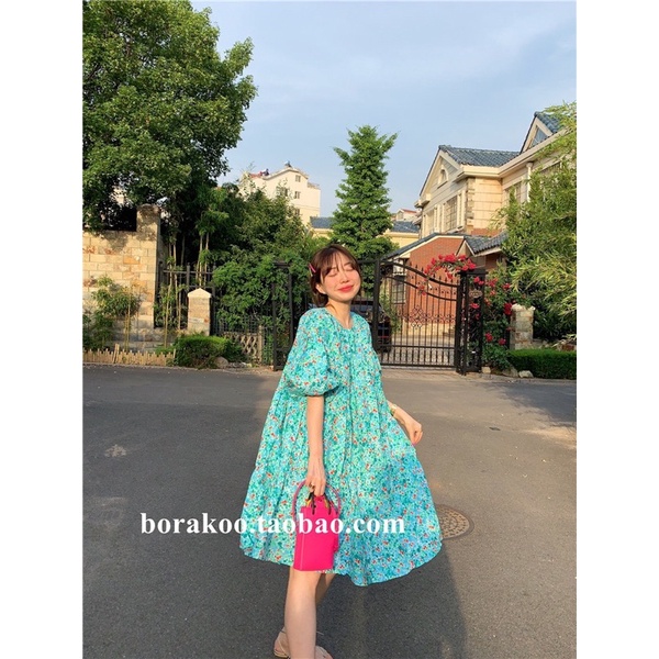 Váy Hoa Nhí Babydoll Thô Tay Phồng 2 Màu Siêu Xinh Có Ảnh Thật Kèm Video | BigBuy360 - bigbuy360.vn