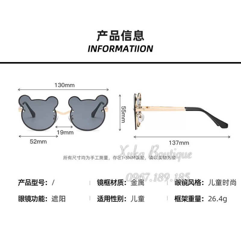 Kính thời trang, kính mắt cho bé Hình Gấu Cute