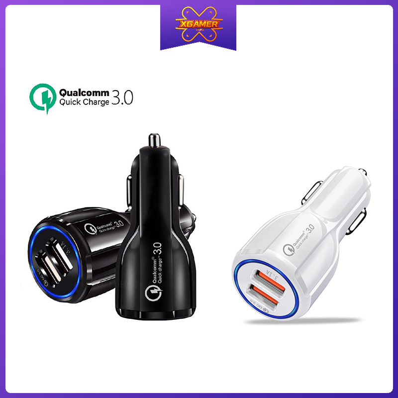 [Ready Stock] XGamer Qualcomm Car USB Charger Quick Charge 3.0 Mobile Phone Charger 2 Port USB Super Fast Car Charger