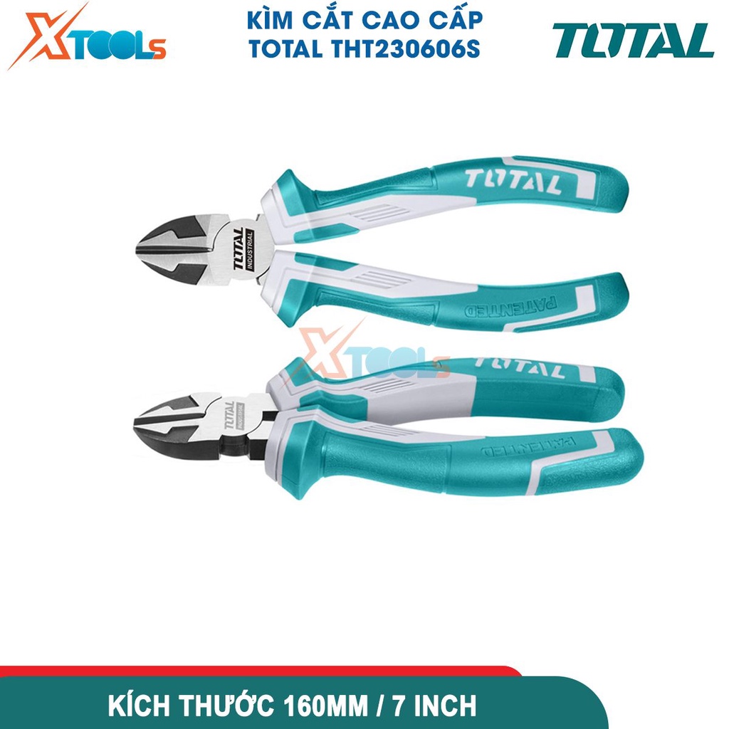 Kềm cắt cao cấp 160mm7&quot;/160mm, kìm cắt dây điện dùng chất liệu Cr-V, làm bóng &amp; đen, phần tay cầm TPR -CHÍNH HÃNG-XTOOLS