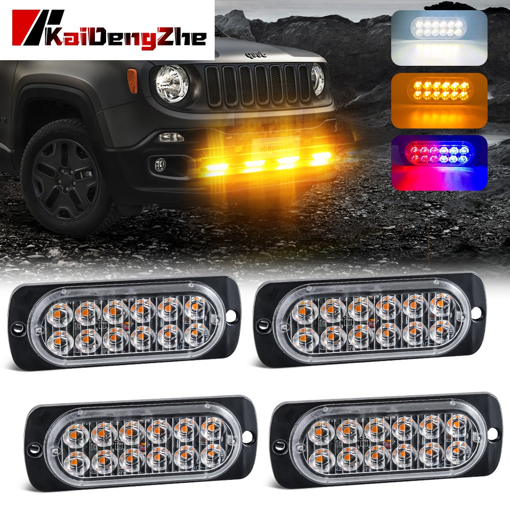 Đèn LED mỏng 12 bóng nhấp nháy khẩn cấp 12-24V dành cho xe tải / xe hơi