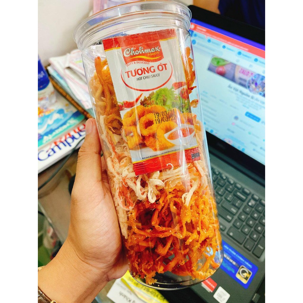 Khô mực xé sợi Mix 3 Loại 300g Bếp Mom đồ ăn vặt SÀI GÒN