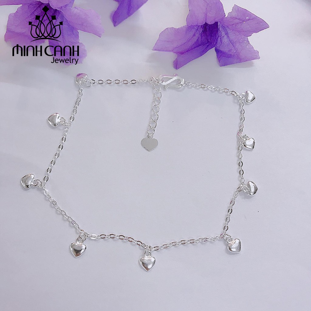 Lắc Chân Bạc Chuỗi Tim Trơn - Minh Canh Jewelry