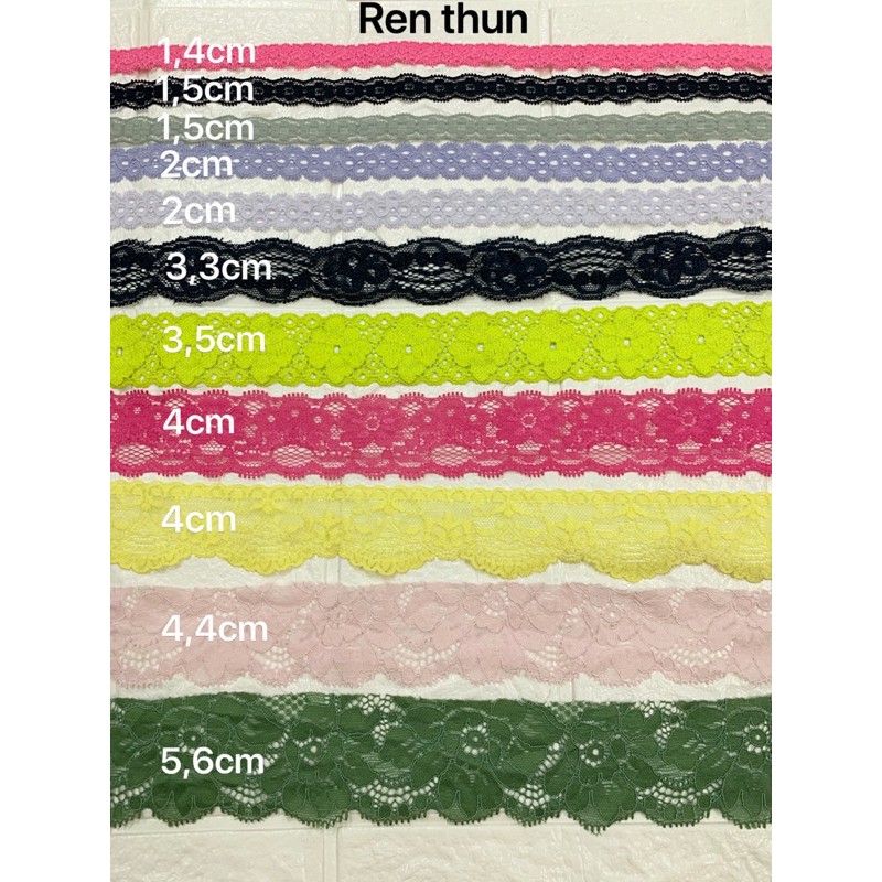 1m Ren viền trang trí quần áo, ren chỉ thêu, ren thêu nhiều màu