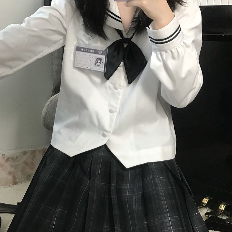 Bộ Đồng Phục Nữ Sinh Nhật Bản Tay Dài Cổ Thủy Thủ Dễ Thương Thời Trang Mùa Hè.váy ngắn.đầm.váy mùa hè nữ