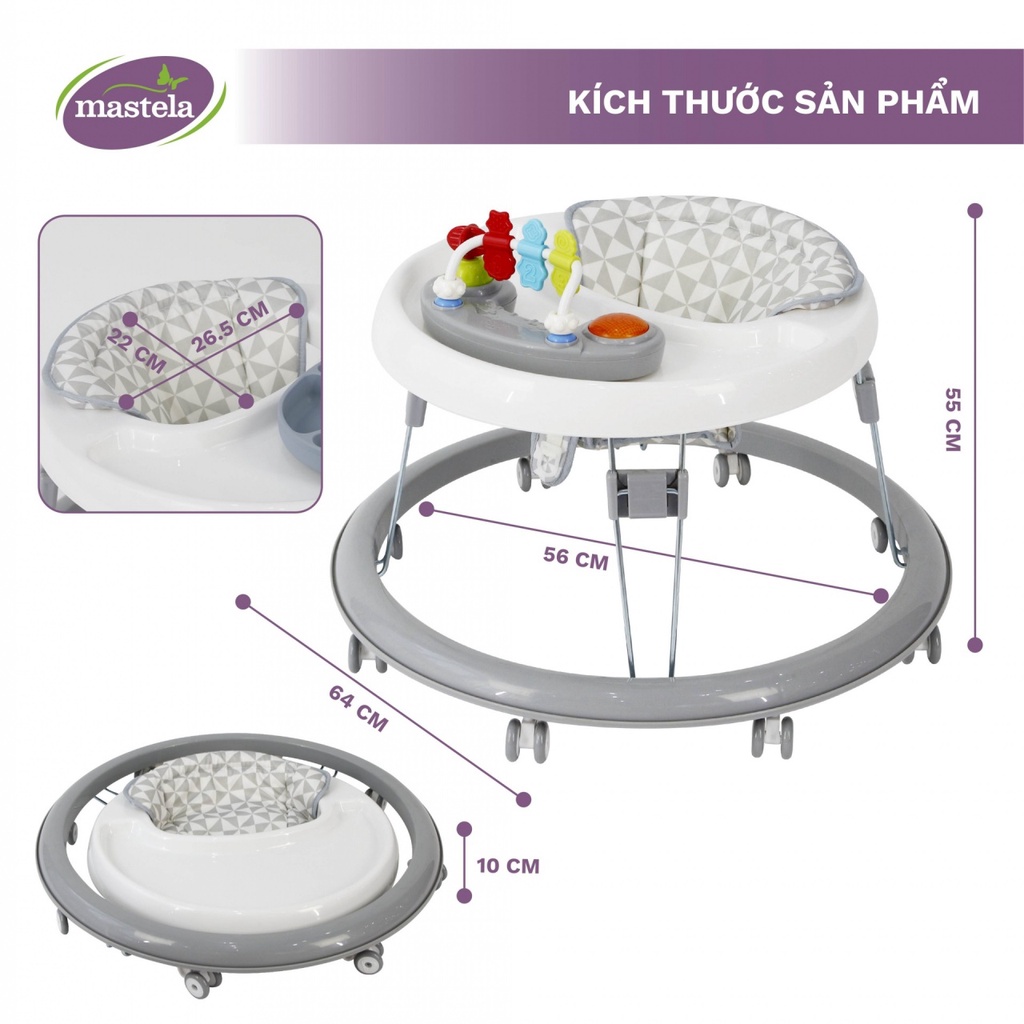 Xe tròn tập đi có đồ chơi và nhạc cho bé Mastela W2002