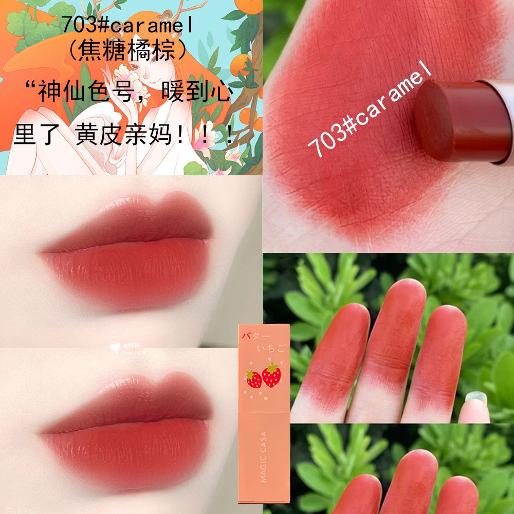 [Hàng mới về] Son Môi Dưỡng Ẩm Không Phai Màu Thiết Kế Dâu Tây Trên Vỏ Xinh Xắn | BigBuy360 - bigbuy360.vn