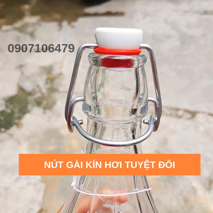 Chai thủy tinh nắp gài 10 cạnh nhập khẩu Ý(Italy) 1 lít