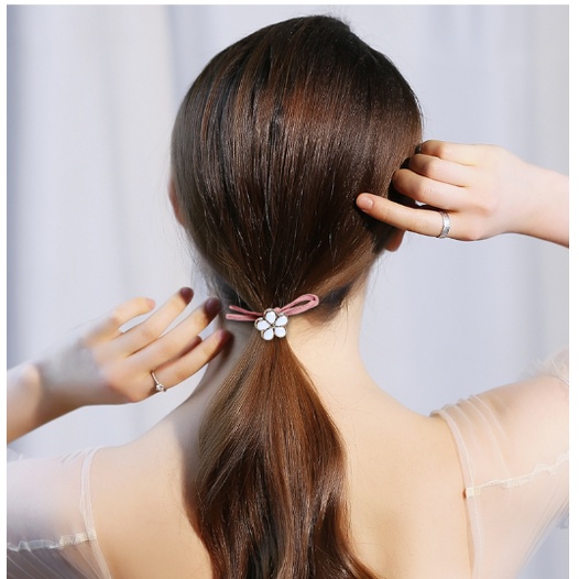 Bộ 12 Dây Cột Tóc Cao Su Co Giãn Đính Nơ Ruy Băng Kiểu Hàn Quốc Dễ Thương Cho Nữ