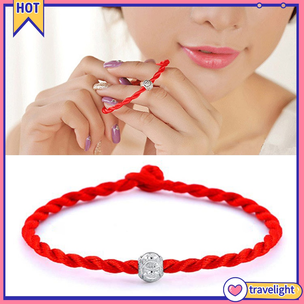 Vòng Đeo Tay May Mắn Bện Dây Xỏ Hạt Mạ Bạc Phong Cách Dân Tộc Dành Cho Nam Nữ
