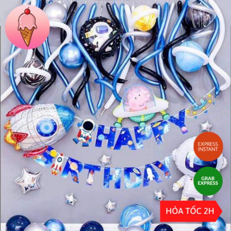 Dây Chữ Happy Birthday Bằng Giấy Chủ Đề Phi Hành Gia Trang Trí Sinh Nhật - K130